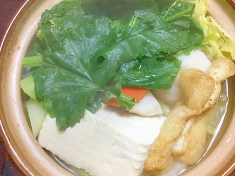 かき菜と海老団子の湯豆腐鍋【今日の献立】